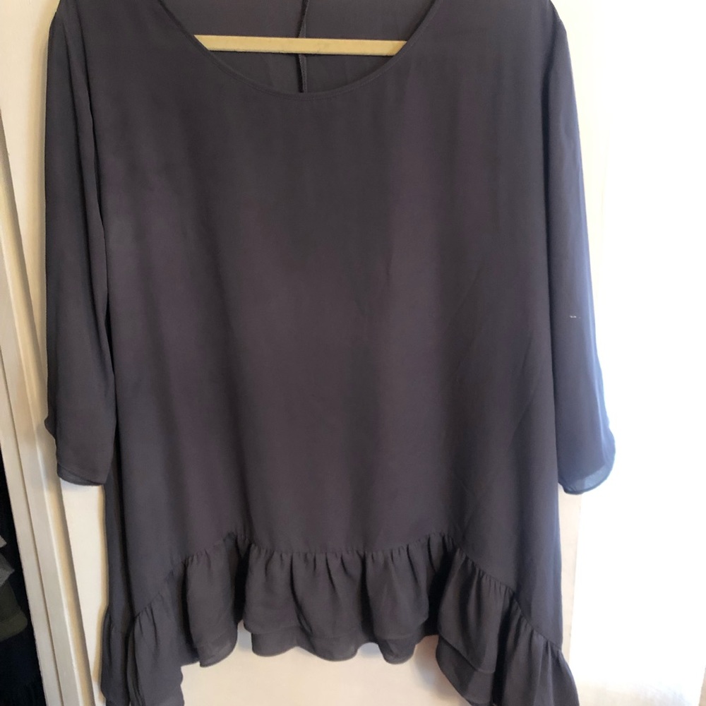 Gray Ruffle Top